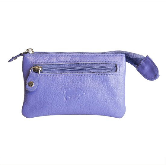 Sleuteletui sleutelhoesje leer met ritsvakje paars arrigo - Arrigo Leather Goods