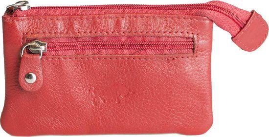 Sleuteletui sleutelhoesje leer met ritsvakje rood arrigo - Arrigo Leather Goods