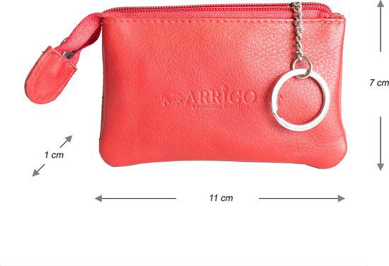 Sleuteletui sleutelhoesje leer met ritsvakje rood arrigo - Arrigo Leather Goods
