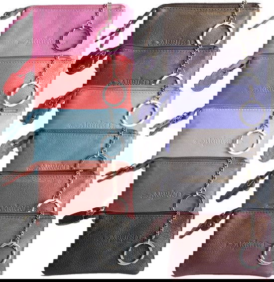 Sleuteletui sleutelhoesje leer met ritsvakje rood arrigo - Arrigo Leather Goods