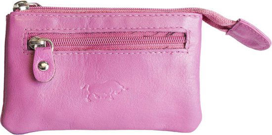 Sleuteletui sleutelhoesje leer met ritsvakje roze arrigo - Arrigo Leather Goods