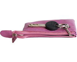 Sleuteletui sleutelhoesje leer met ritsvakje roze arrigo - Arrigo Leather Goods