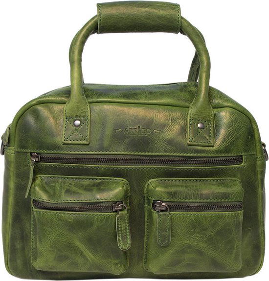 Tas dames lichtgroen leer lederen schoudertas handtas echt leer medium - Arrigo Leather Goods