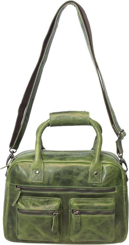 Tas dames lichtgroen leer lederen schoudertas handtas echt leer medium - Arrigo Leather Goods
