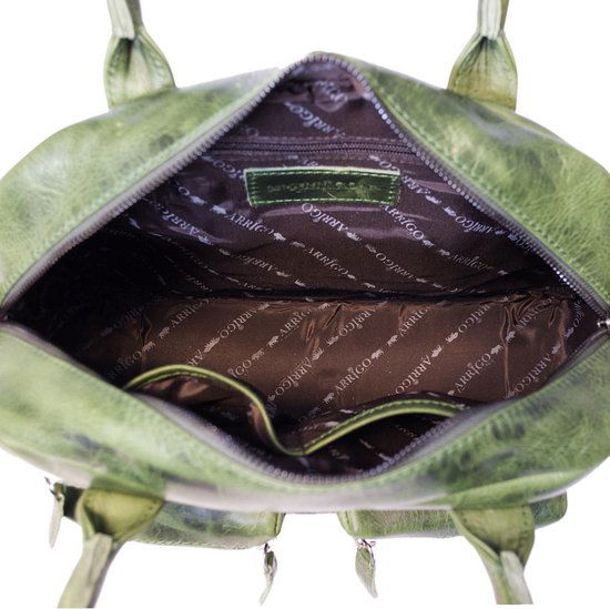 Tas dames lichtgroen leer lederen schoudertas handtas echt leer medium - Arrigo Leather Goods