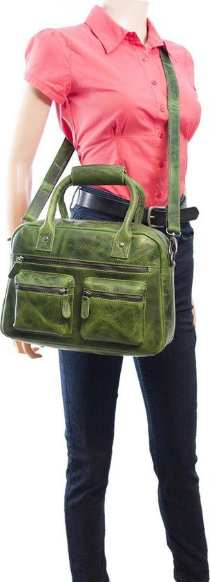 Tas dames lichtgroen leer lederen schoudertas handtas echt leer medium - Arrigo Leather Goods