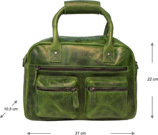 Tas dames lichtgroen leer lederen schoudertas handtas echt leer medium - Arrigo Leather Goods