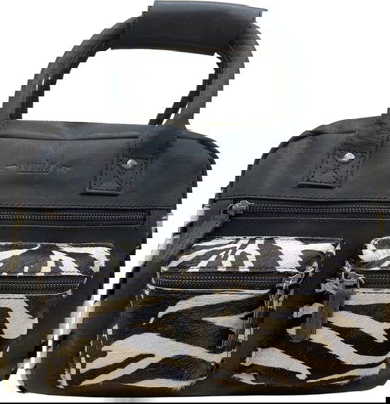 Tas dames met korte en een langhengsel zwart leer met - Arrigo Leather Goods