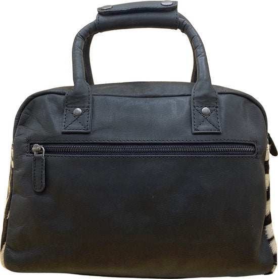 Tas dames met korte en een langhengsel zwart leer met - Arrigo Leather Goods