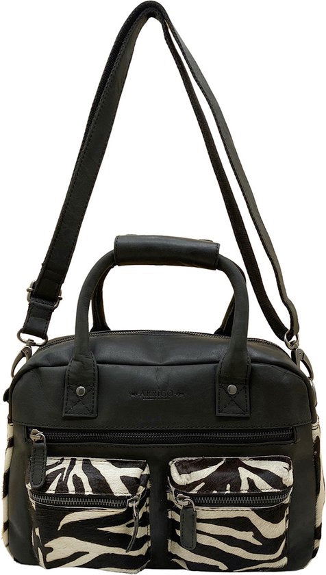 Tas dames met korte en een langhengsel zwart leer met - Arrigo Leather Goods