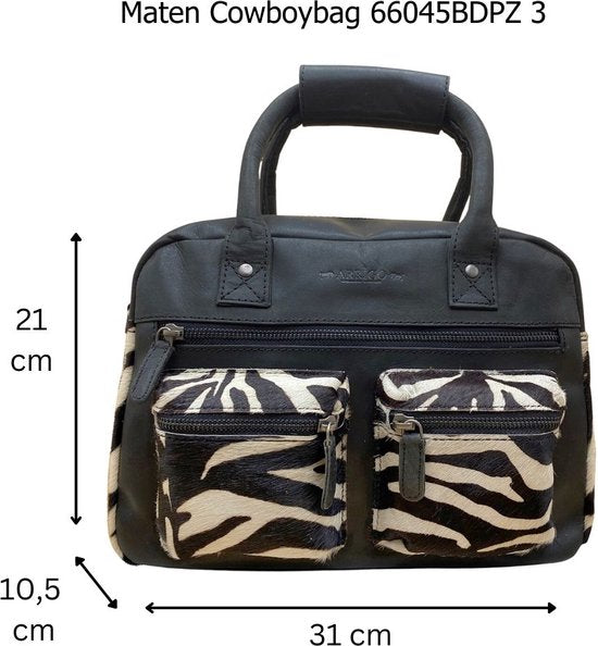 Tas dames met korte en een langhengsel zwart leer met - Arrigo Leather Goods