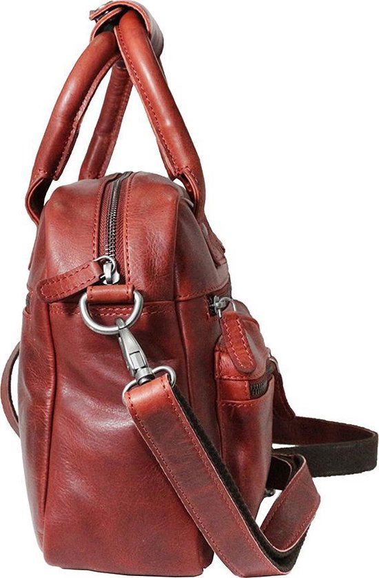 Tas dames rood leer lederen schoudertas handtas echt leer medium - Arrigo.nl