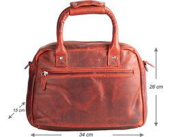 Tas dames rood leer lederen schoudertas handtas echt leer medium - Arrigo.nl