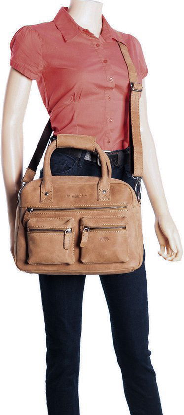 Tas dames taupe kleurig leer lederen schoudertas handtas echt leer - Arrigo.nl