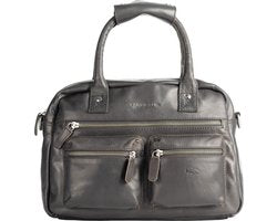 Tas dames zwart leer lederen schoudertas handtas echt leer medium - Arrigo.nl