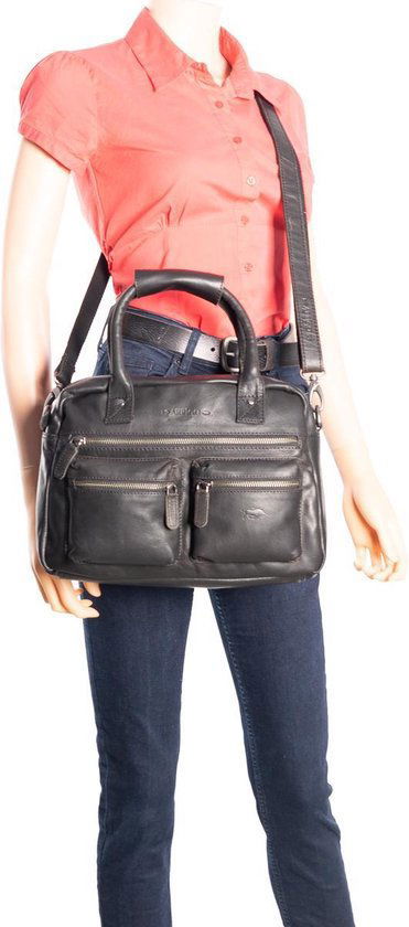 Tas dames zwart leer lederen schoudertas handtas echt leer medium - Arrigo.nl