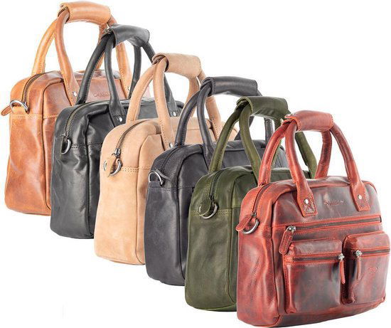 Tas dames zwart leer lederen schoudertas handtas echt leer medium - Arrigo.nl