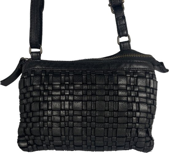 Tasje dames klein zwart leer festival crossbody tas dames tasje - Arrigo Leather Goods
