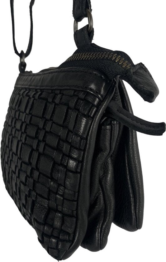Tasje dames klein zwart leer festival crossbody tas dames tasje - Arrigo Leather Goods