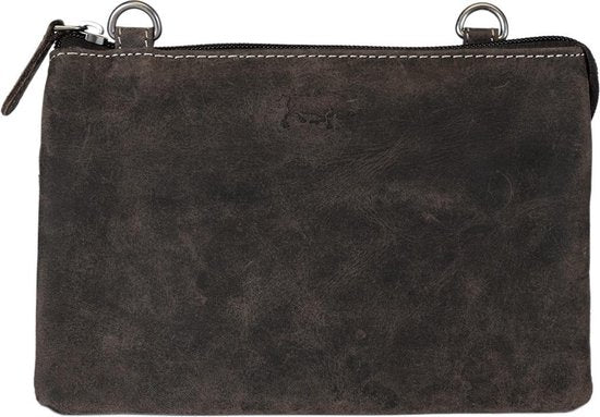 Tasjes dames klein schoudertasje festival tasje buffelleer leer donkerbruin - Arrigo Leather Goods