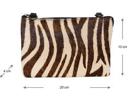 Tasjes dames klein schoudertasje festival tasje zebra print leer zwart - Arrigo Leather Goods