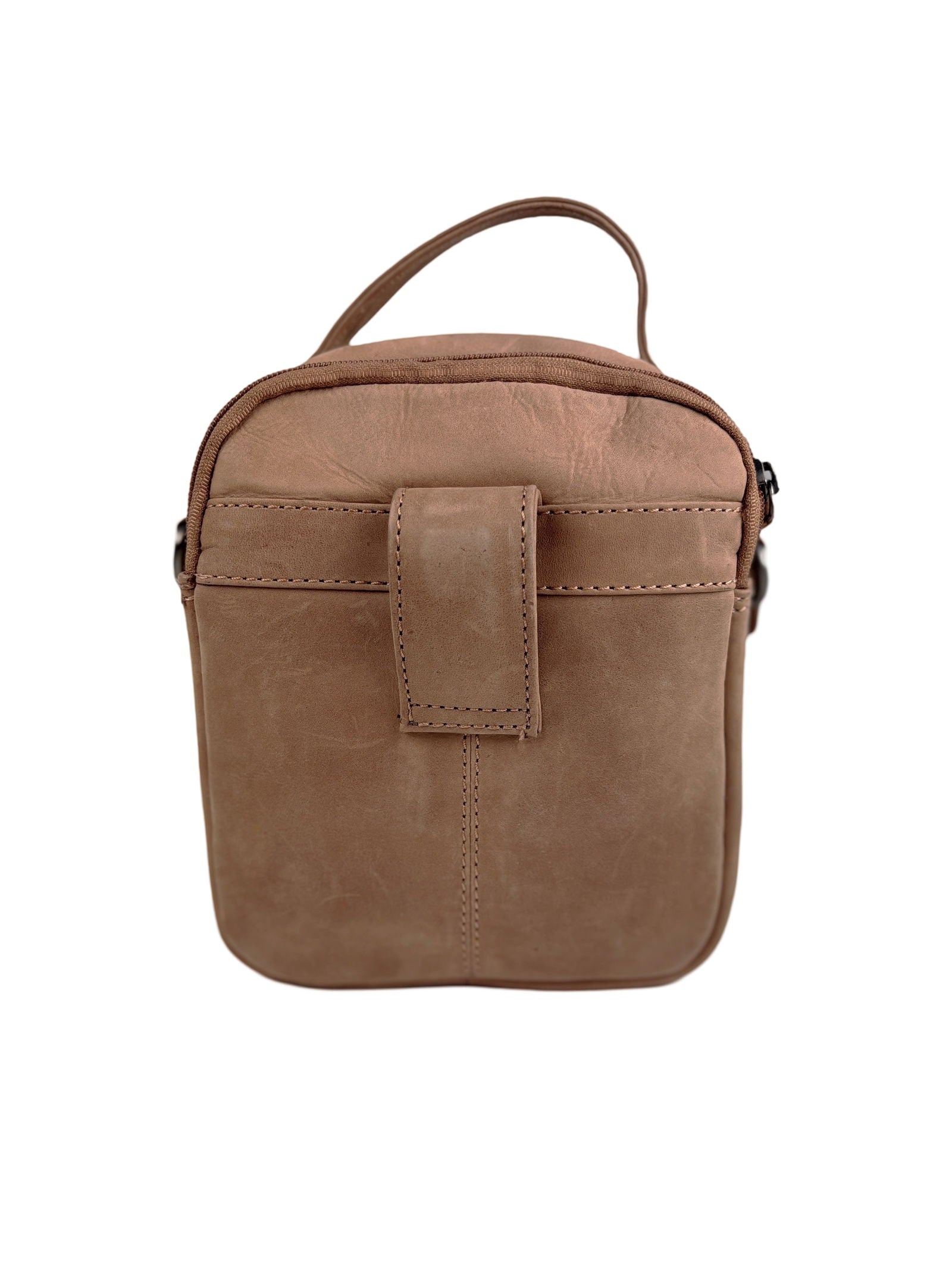 Taupe Leren Schoudertasje - Arrigo.nl