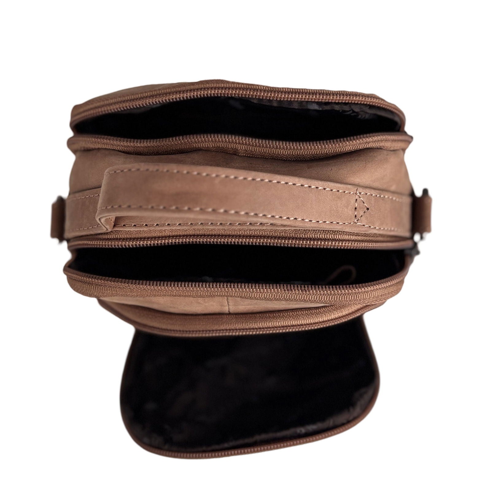 Taupe Leren Schoudertasje - Arrigo.nl