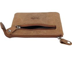 Taupe sleuteletui met rits kleine portemonnee portemonnee dames soepel leer - Arrigo Leather Goods