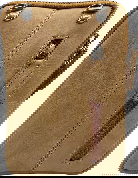 Telefoontasje dames crossbody telefoontasje met portemonnee taupe leer - Arrigo Leather Goods