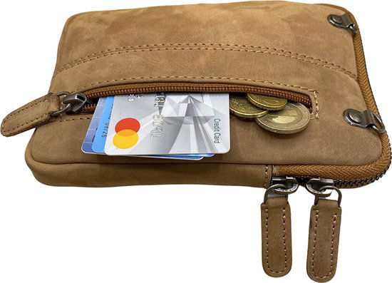 Telefoontasje dames crossbody telefoontasje met portemonnee taupe leer - Arrigo Leather Goods