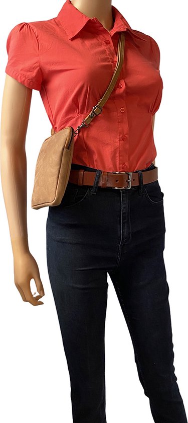 Telefoontasje dames crossbody telefoontasje met portemonnee taupe leer - Arrigo Leather Goods