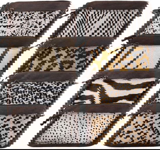 Telefoontasje donkerbruin leer met dierenprint donkerbruine dames tas klein crossbody - Arrigo.nl