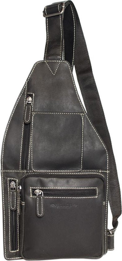 Trendy Zwarte Crossbody Tas van Buffelleer met Verstelbare Schouderriem - Arrigo.nl
