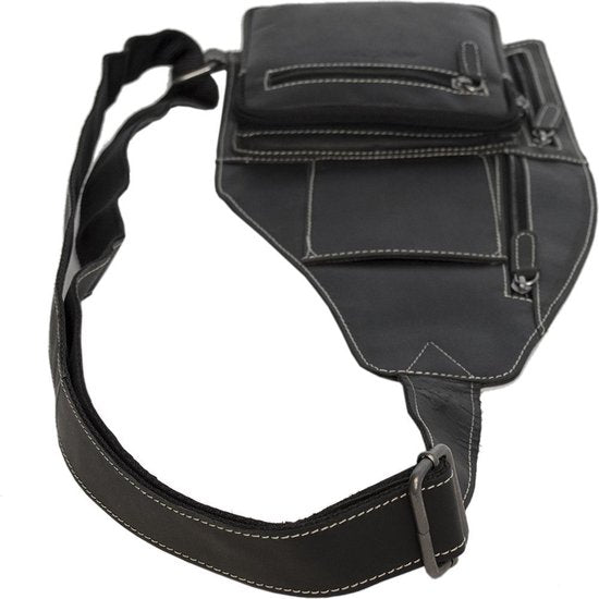 Trendy Zwarte Crossbody Tas van Buffelleer met Verstelbare Schouderriem - Arrigo.nl