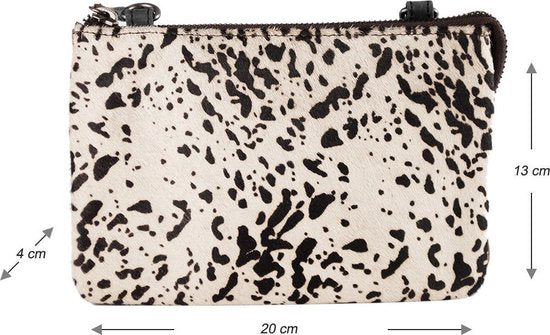 Uitgaanstasje leer zwart met dierenprint festivaltasje leer schoudertasje leer maat - Arrigo Leather Goods