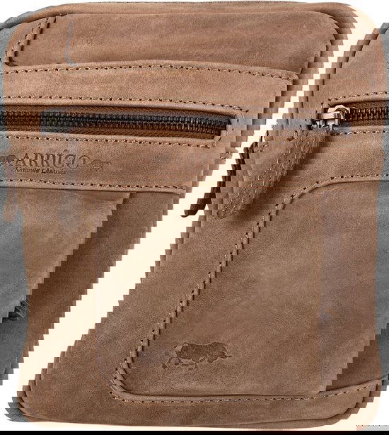 Unisex schoudertas - Taupe crossbody tas van soepel rundleer met verstelbare schouderriem - Arrigo.nl