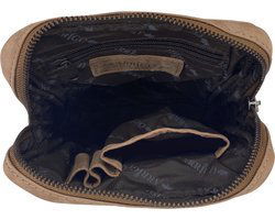 Unisex schoudertas - Taupe crossbody tas van soepel rundleer met verstelbare schouderriem - Arrigo.nl