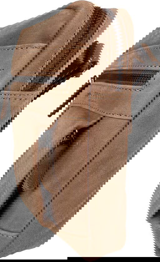 Unisex schoudertas - Taupe crossbody tas van soepel rundleer met verstelbare schouderriem - Arrigo.nl