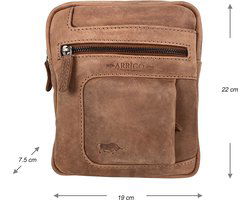 Unisex schoudertas - Taupe crossbody tas van soepel rundleer met verstelbare schouderriem - Arrigo.nl