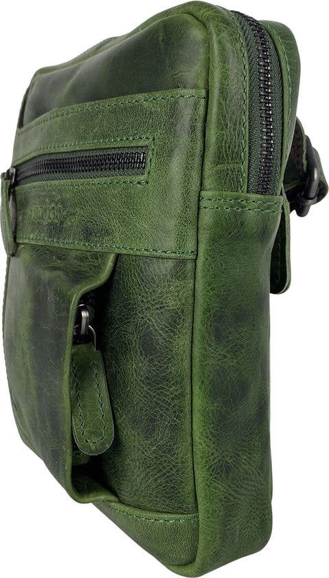Unisex schoudertas crossbody tas soepel rundleer verstelbare schouderriem groen - Arrigo Leather Goods