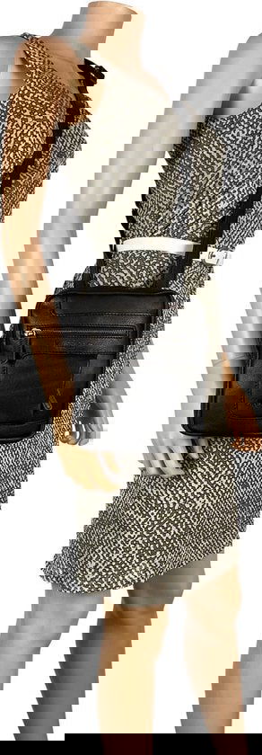 Unisex schoudertas crossbody tas soepel rundleer verstelbare schouderriem zwart - Arrigo Leather Goods