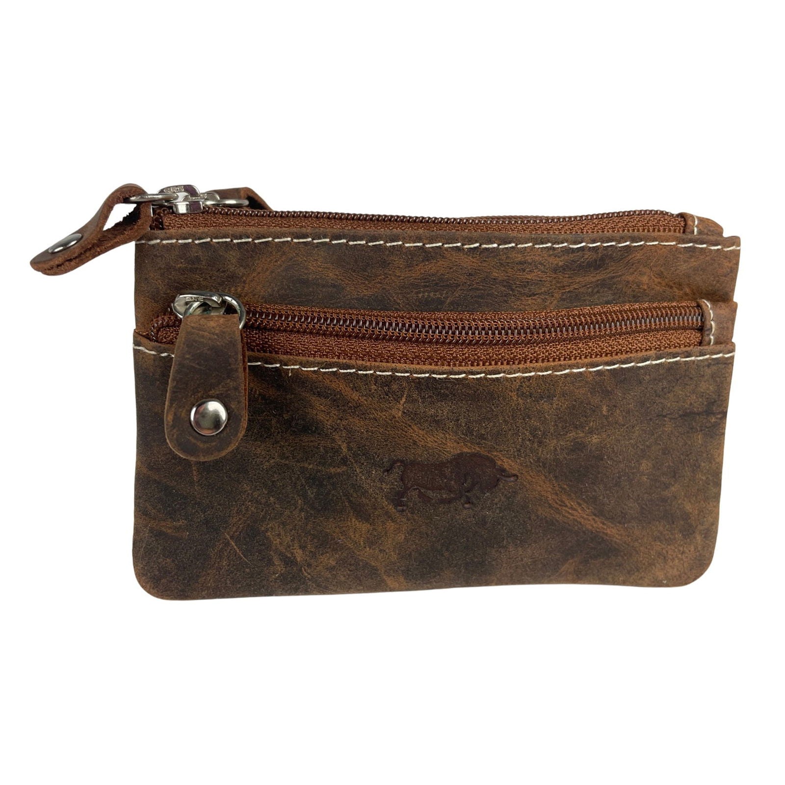 Vintage cognackleurige leren sleuteletui - Arrigo.nl