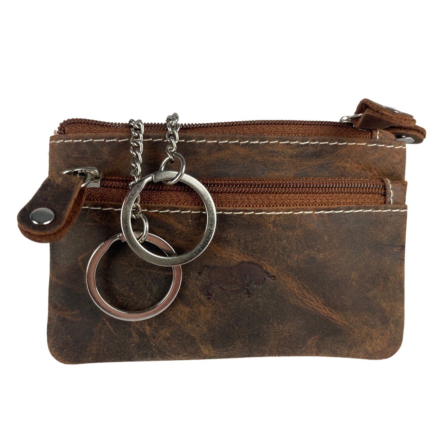 Vintage cognackleurige leren sleuteletui - Arrigo.nl