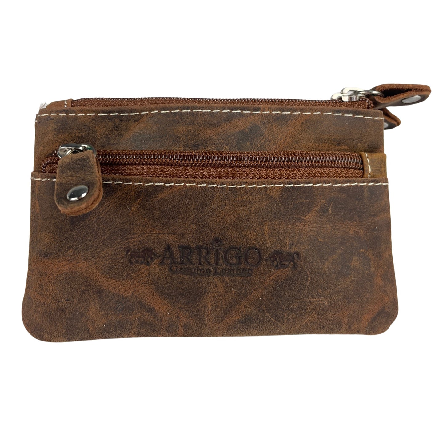 Vintage cognackleurige leren sleuteletui - Arrigo.nl