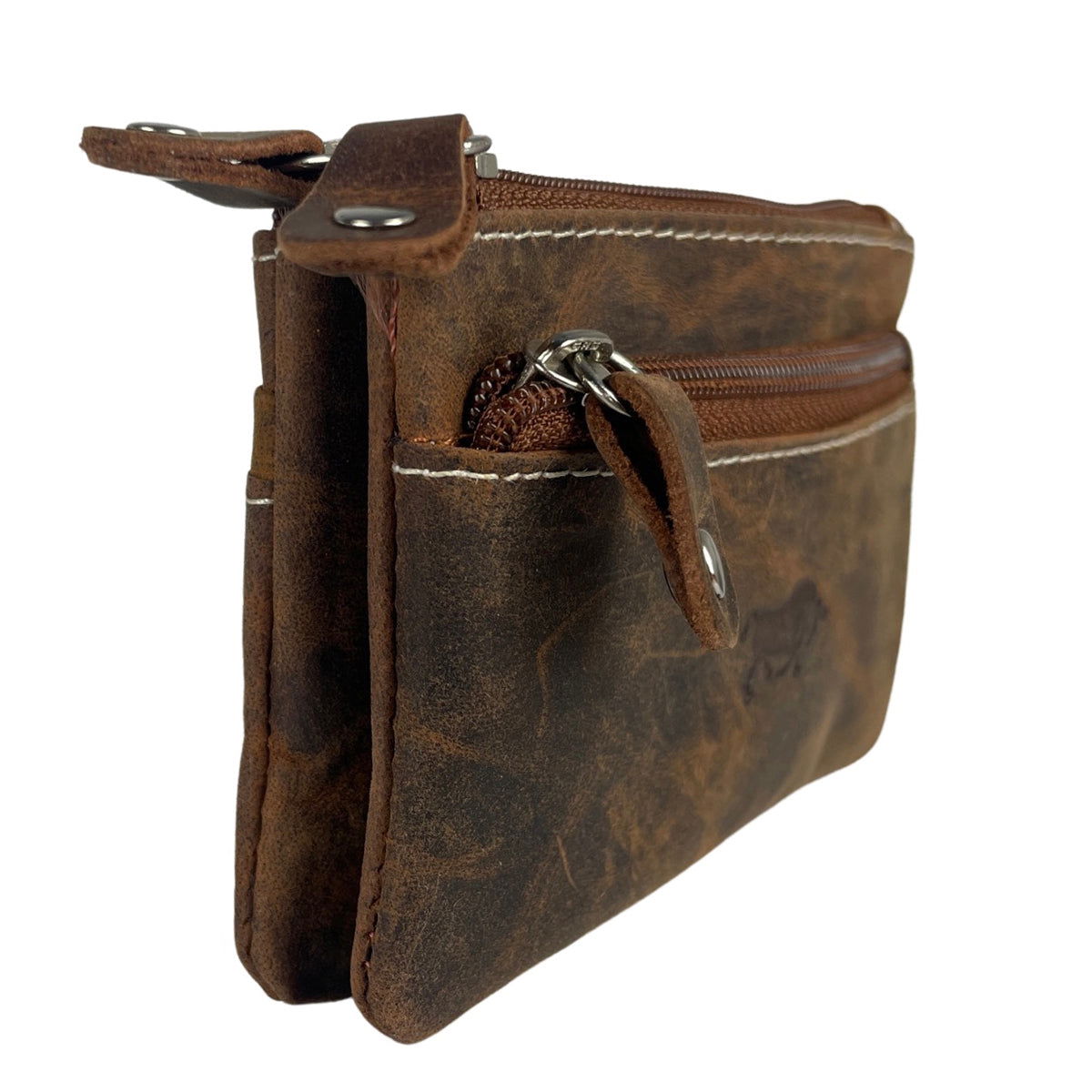 Vintage cognackleurige leren sleuteletui - Arrigo.nl