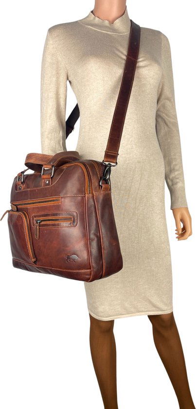 Werktas heren aktetas handtassen heren handtassen dames naturel leer crossbody - Arrigo.nl