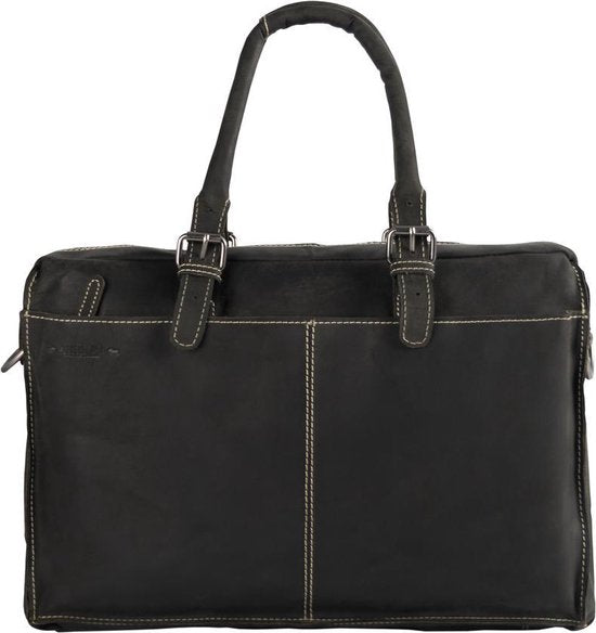 Werktas van zwart leer met een laptopvak 15 6 inches - Arrigo.nl