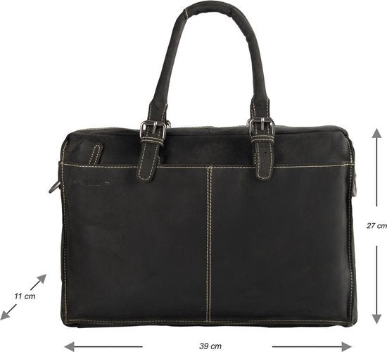 Werktas van zwart leer met een laptopvak 15 6 inches - Arrigo.nl
