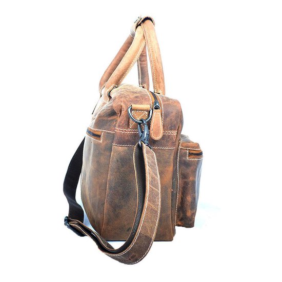 Westernbag van cognac naturel buffelleer deze ruime handtas heeft een - Arrigo.nl