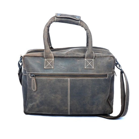 Westernbag van donkerbruin buffelleer deze ruime handtas heeft een verstelbare - Arrigo.nl